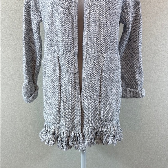 Madewell 100% Cotton Light Gray Open-Front Cardigan with Fringed Hem XXS - Picture 3 of 8